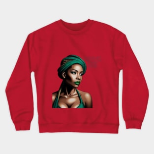 Brown Skin Green Head Wrap Beauty Crewneck Sweatshirt